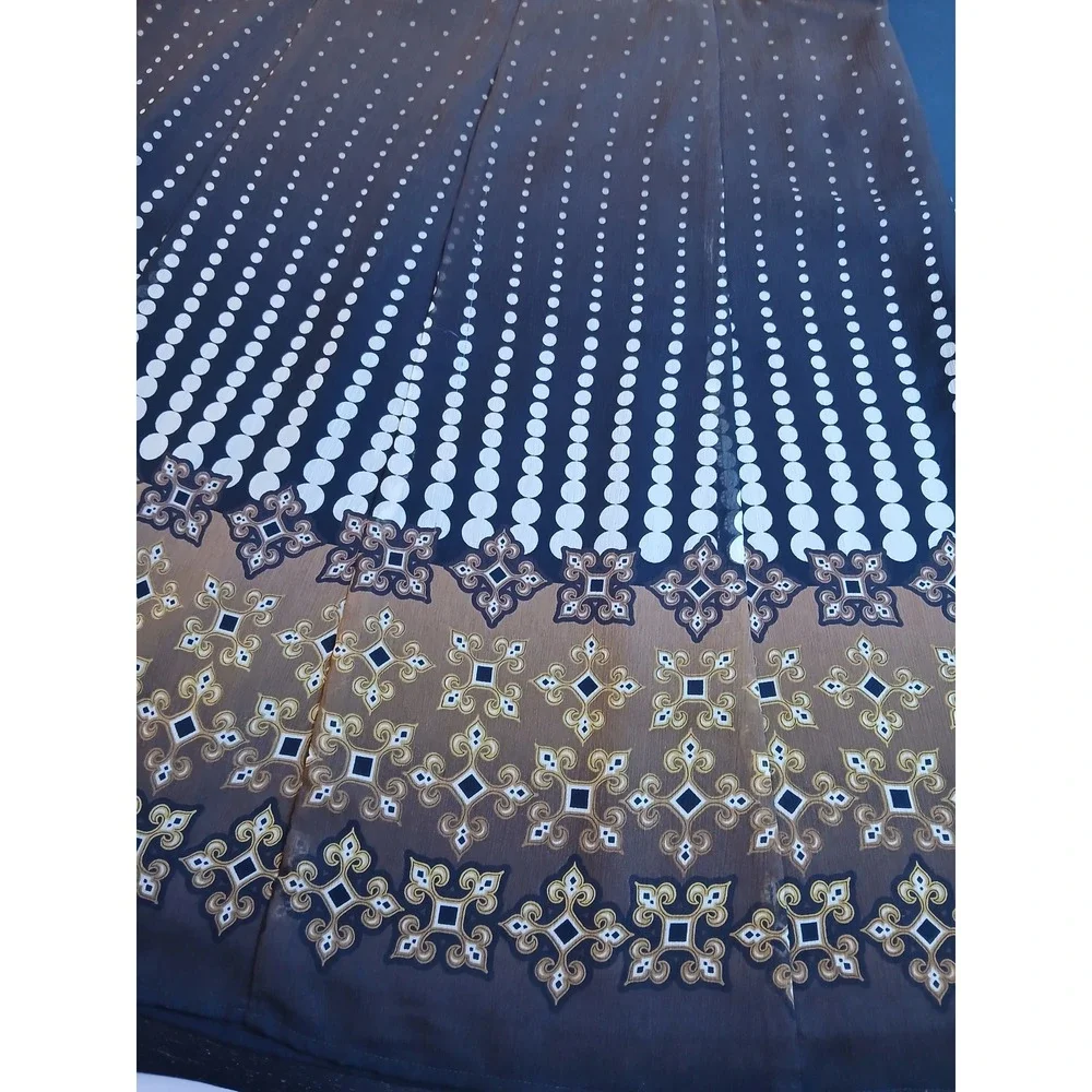 Liz & Co Womens Brown Polka Dot Medallion A-Line Midi Skirt Size 14‎ Career Wear